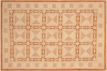 handmade Transitional Kafkaz Chobi Ziegler Rust Tan Hand Knotted RECTANGLE 100% WOOL area rug 6 x 9